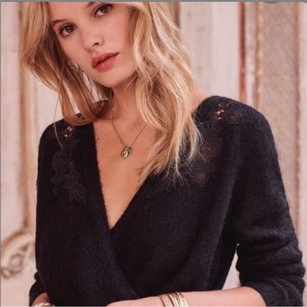 Sézane Timothée Mohair Merino Wool Black Sweater - XS/S